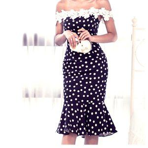 Mermaid Polka Dot Cocktail Dress (L)